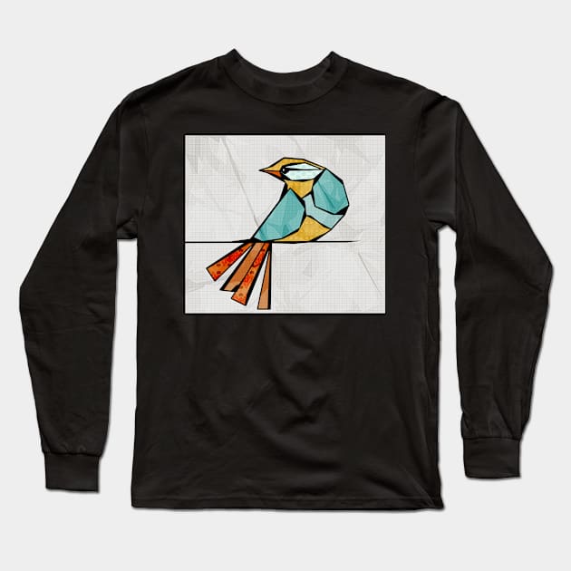 Modern Simple Digital Pop Art Bird in Turquoise Long Sleeve T-Shirt by SodaArtStudio